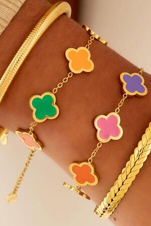 Bracelet with 5 clovers Gold Stainless Steel h5 Picture2